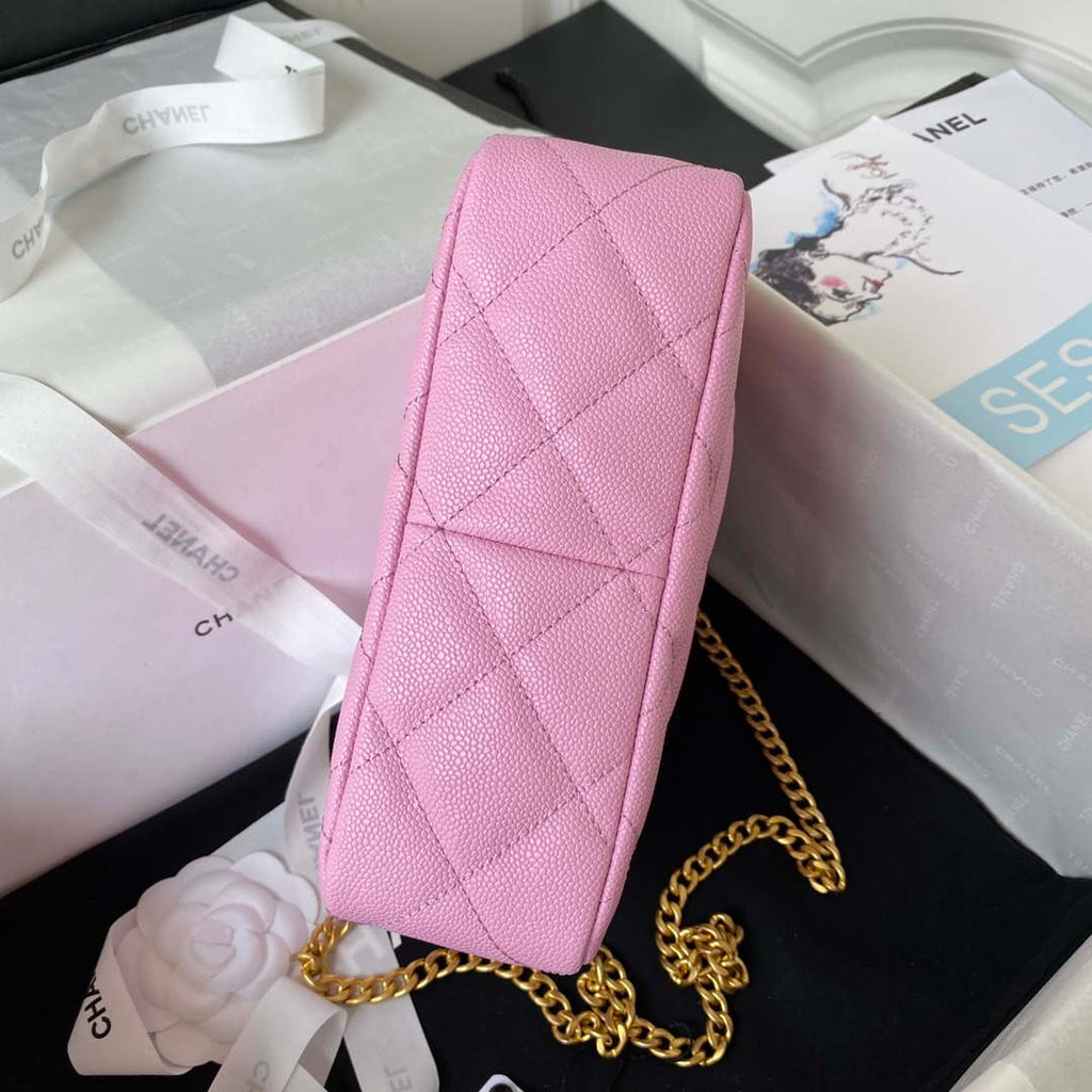 Chanel AS3830 Small Hobo Handbag Pink Calfskin Gold