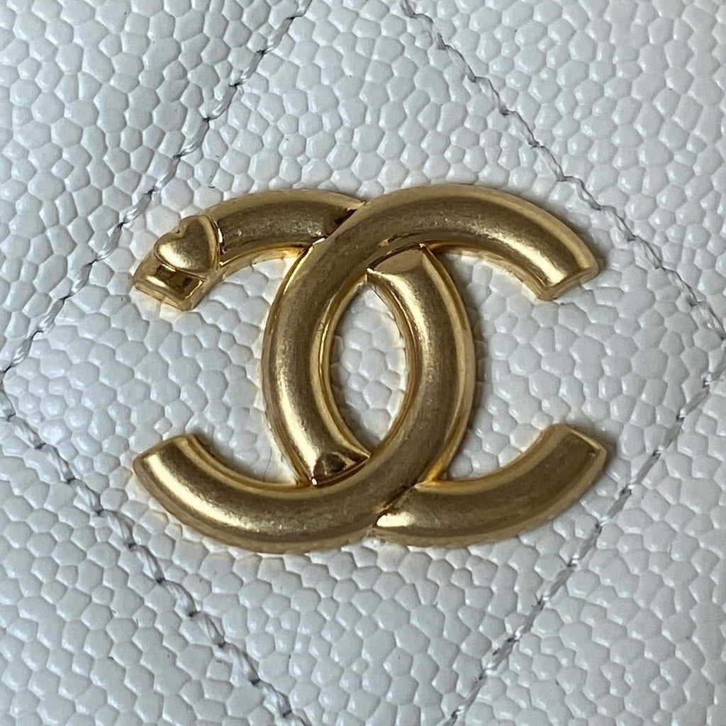 Chanel AS3830 Small Hobo Handbag White Calfskin Gold