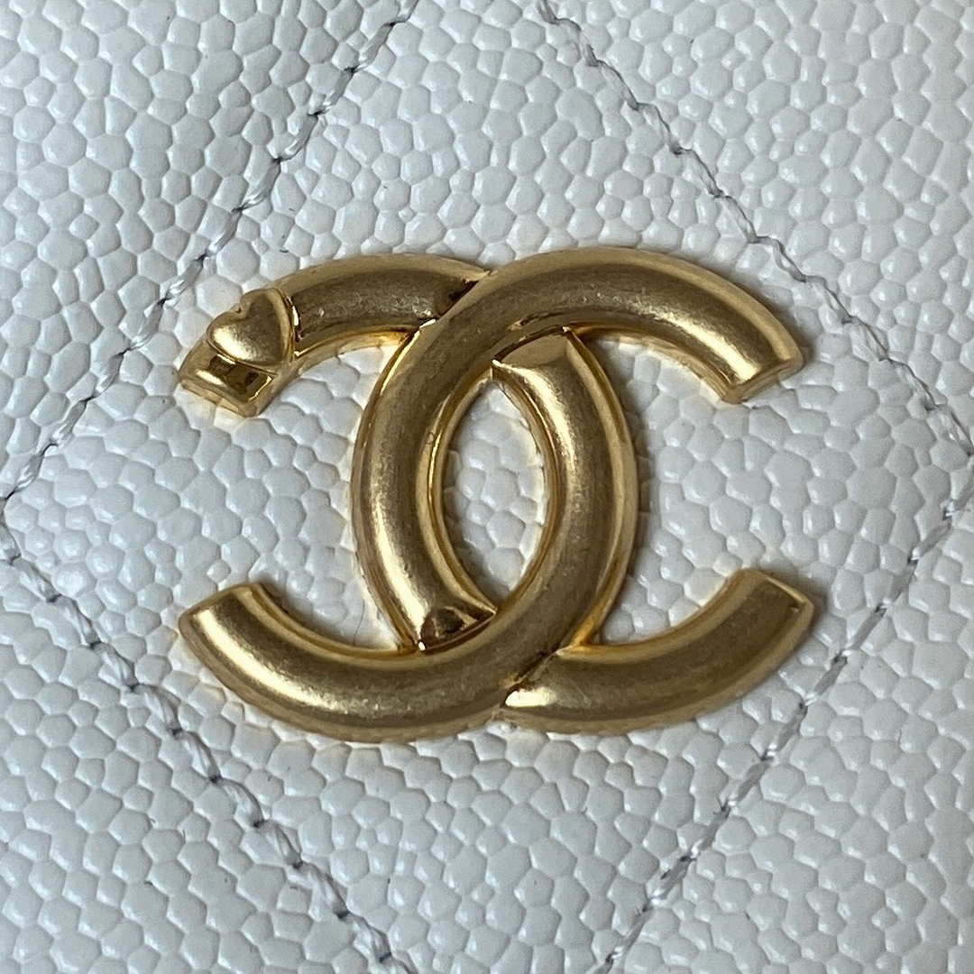 Chanel AS3830 Small Hobo Handbag White Calfskin Gold