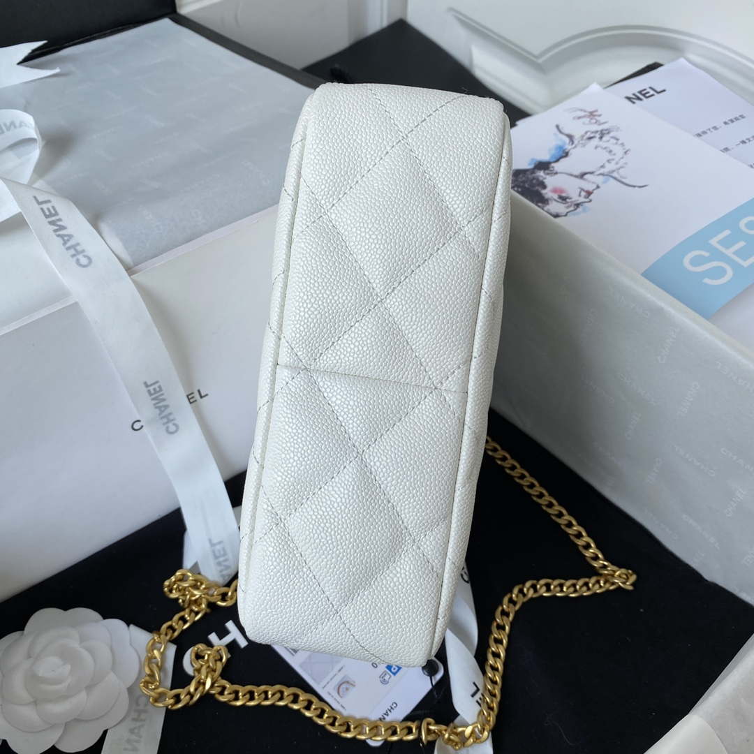 Chanel AS3830 Small Hobo Handbag White Calfskin Gold - Default Title - View 6