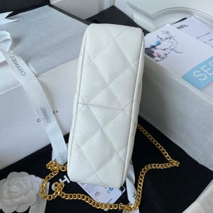 Chanel AS3830 Small Hobo Handbag White Calfskin Gold - Default Title - View 6