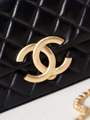 Chanel AS3855 Flap bag With Chain shiny Lambskin & Gold-Tone Metal Black - Default Title - View 7