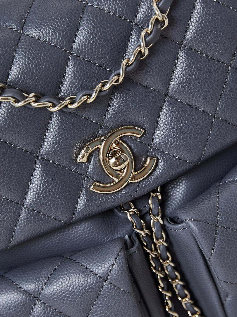 Chanel AS3860 Backpack Grained Shiny Calfskin Gold Gray - Default Title - View 2