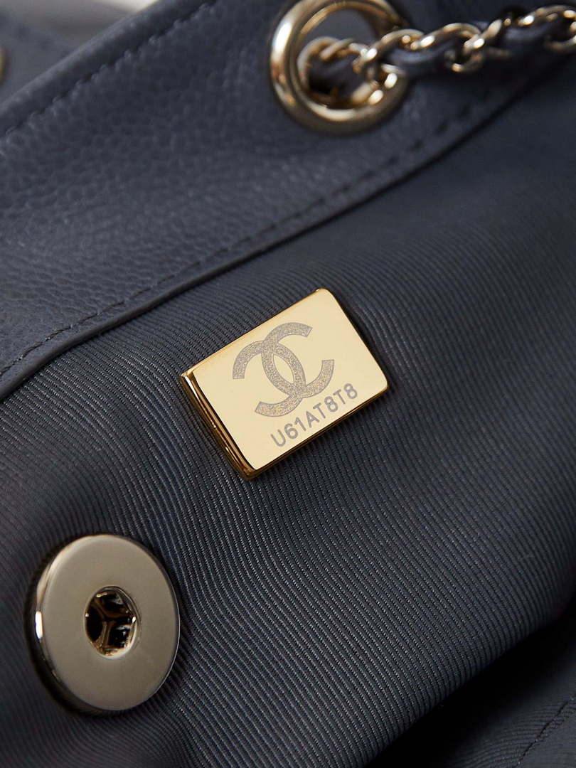 Chanel AS3860 Backpack Grained Shiny Calfskin Gold Gray
