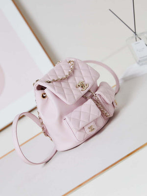 Chanel AS3860 Backpack Grained Shiny Calfskin Gold Light Pink - Default Title - View 3