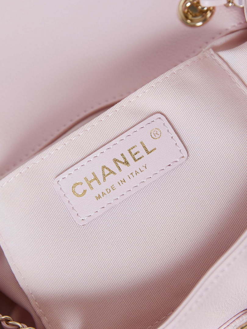 Chanel AS3860 Backpack Grained Shiny Calfskin Gold Light Pink