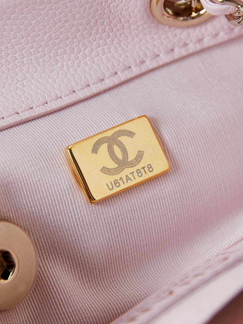 Chanel AS3860 Backpack Grained Shiny Calfskin Gold Light Pink