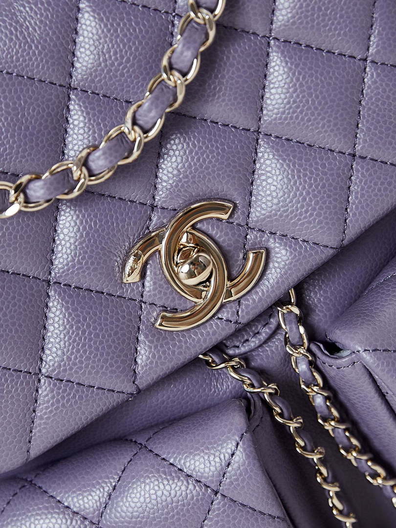 Chanel AS3860 Backpack Grained Shiny Calfskin Gold Light Purple - Default Title - View 2