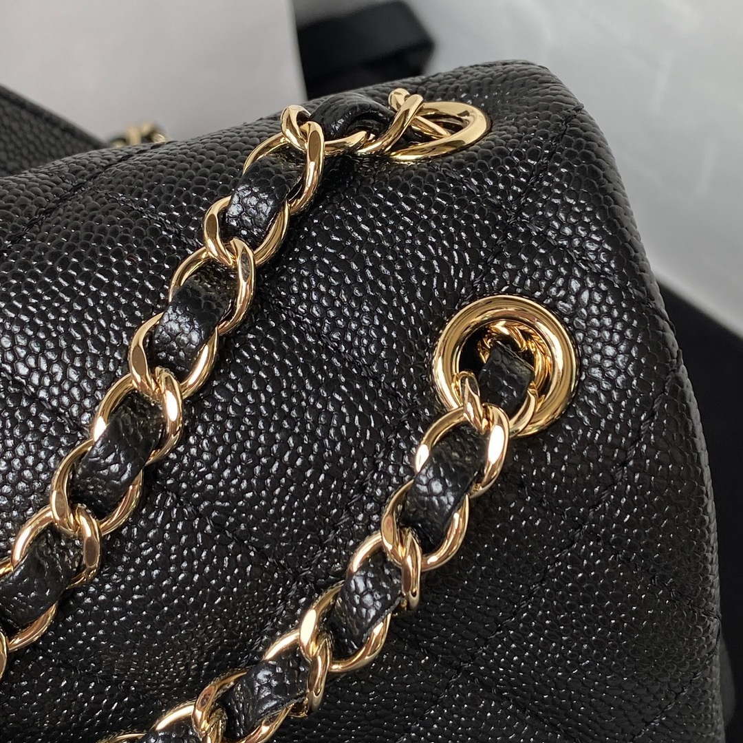 Chanel AS3860 Backpack Grained Shiny Calfskin & Gold-Tone Metal Black - Default Title - View 8