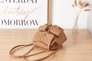 Chanel AS3860 Backpack Grained Shiny Calfskin & Gold-Tone Metal Brown - Default Title - View 5
