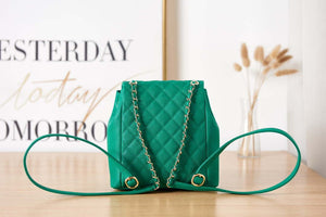Chanel AS3860 Backpack Grained Shiny Calfskin & Gold-Tone Metal Green - Default Title - View 4