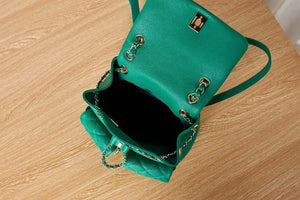 Chanel AS3860 Backpack Grained Shiny Calfskin & Gold-Tone Metal Green - Default Title - View 7
