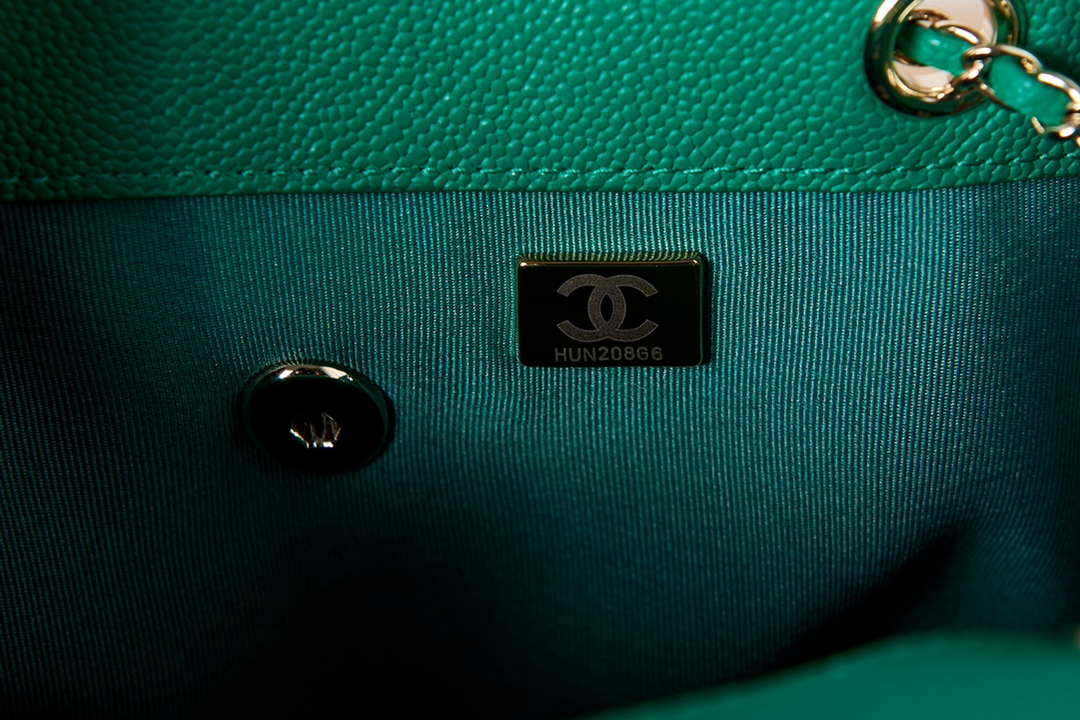 Chanel AS3860 Backpack Grained Shiny Calfskin & Gold-Tone Metal Green