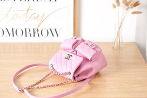 Chanel AS3860 Backpack Grained Shiny Calfskin & Gold-Tone Metal Pink - Default Title - View 5