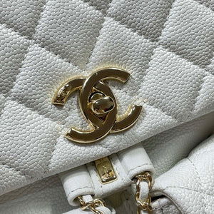 Chanel AS3860 Backpack Grained Shiny Calfskin & Gold-Tone Metal White - Default Title - View 5