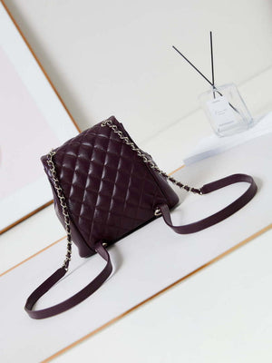 Chanel AS3860 Backpack Grained Shiny Calfskin Gold Wine Red - Default Title - View 5