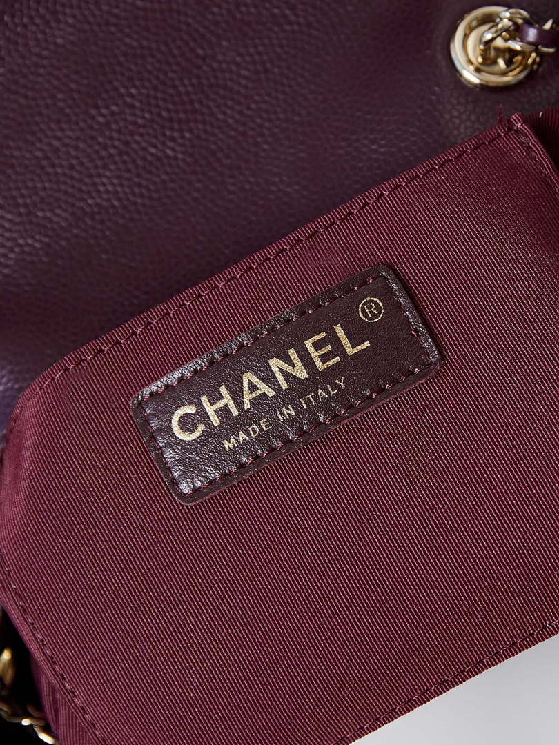 Chanel AS3860 Backpack Grained Shiny Calfskin Gold Wine Red