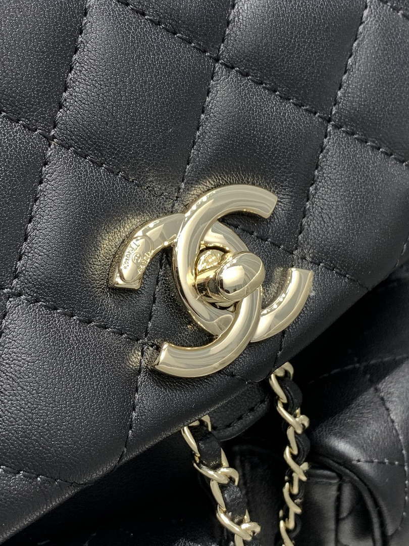 Chanel AS3860 Backpack Shiny Lambskin Gold Black - Default Title - View 5