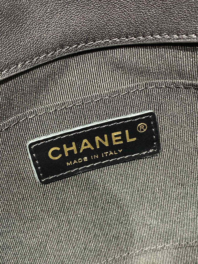 Chanel AS3860 Backpack Shiny Lambskin Gold Black