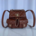 Chanel AS3860 Backpack Shiny Lambskin Gold Brown - Default Title - View 1
