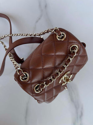 Chanel AS3860 Backpack Shiny Lambskin Gold Brown - Default Title - View 5