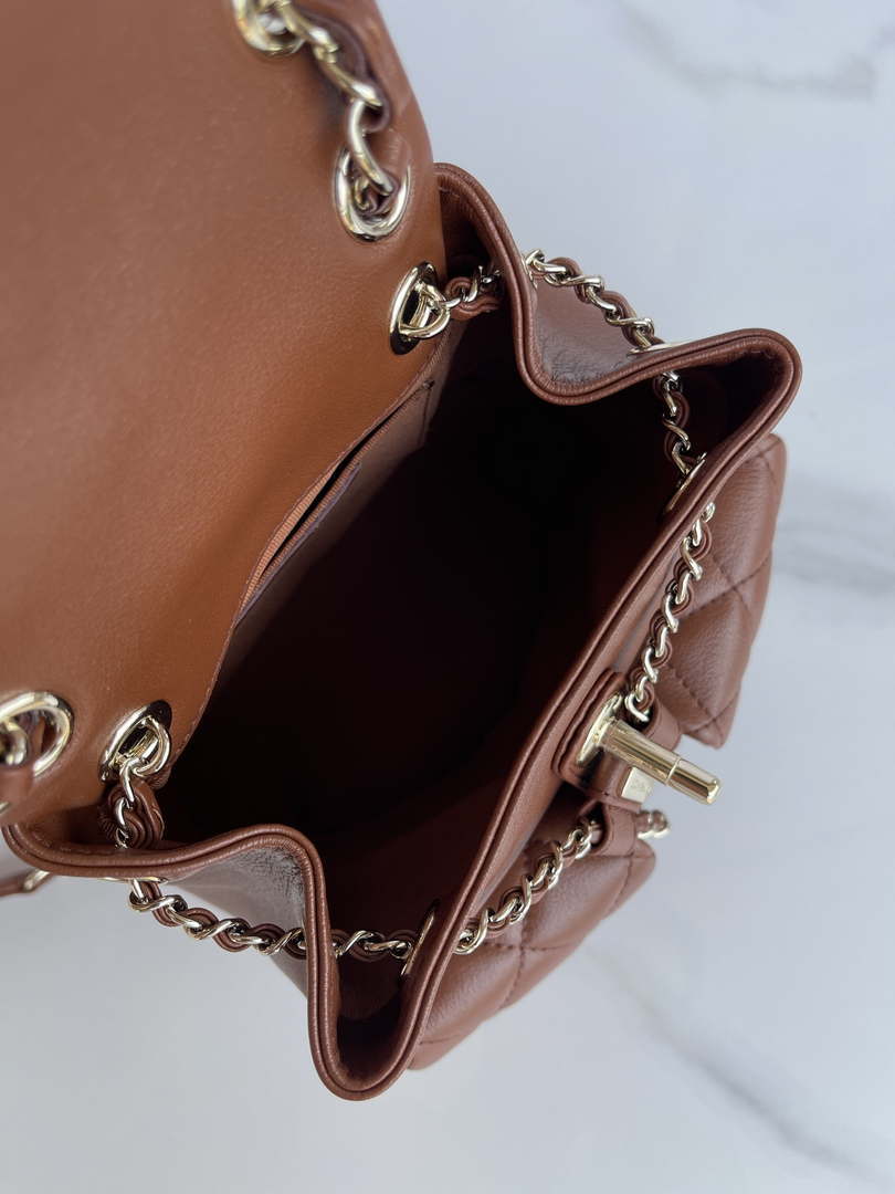 Chanel AS3860 Backpack Shiny Lambskin Gold Brown - Default Title - View 8