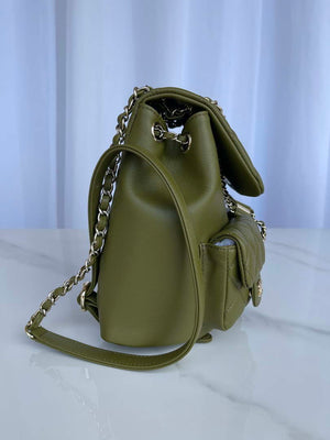 Chanel AS3860 Backpack Shiny Lambskin Gold Dark Green - Default Title - View 2