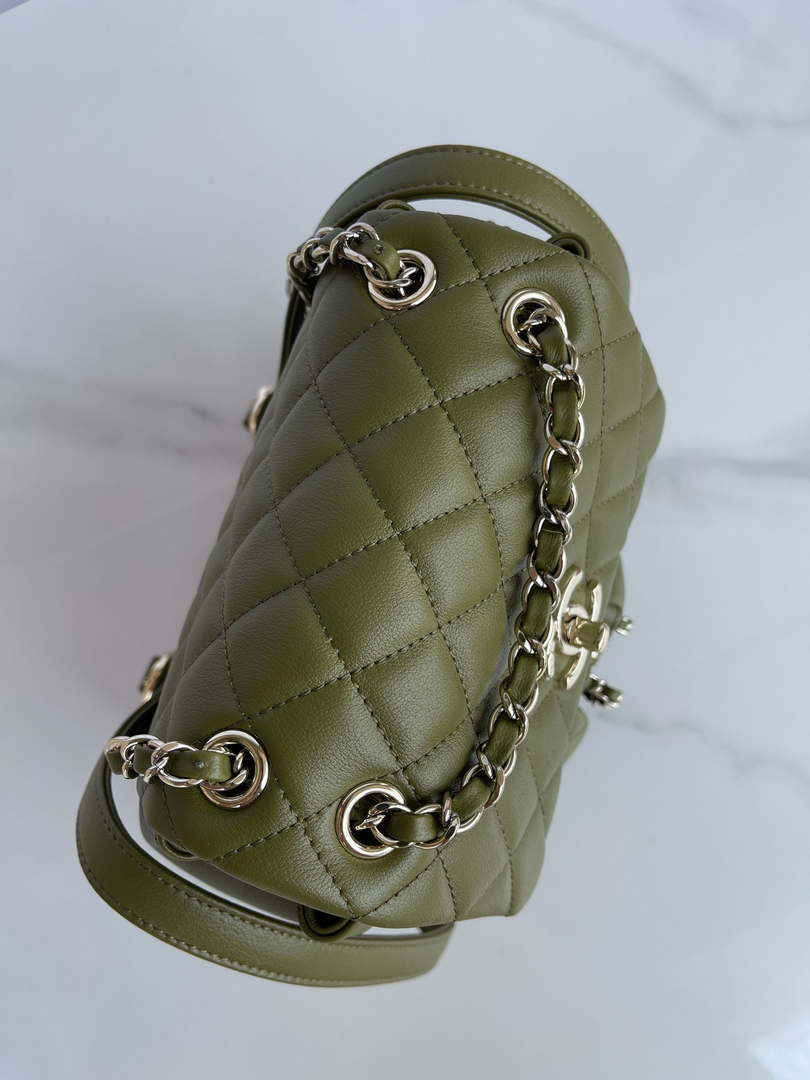 Chanel AS3860 Backpack Shiny Lambskin Gold Dark Green - Default Title - View 5
