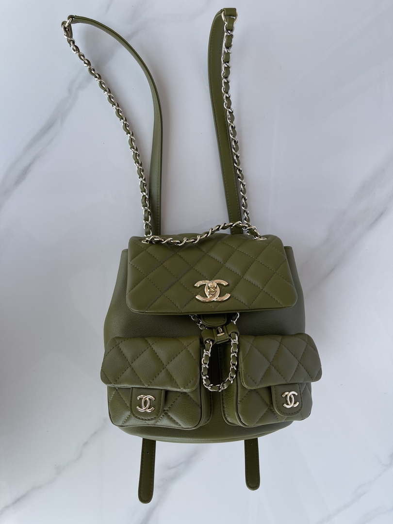 Chanel AS3860 Backpack Shiny Lambskin Gold Dark Green - Default Title - View 6