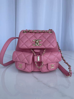 Chanel AS3860 Backpack Shiny Lambskin Gold Pink - Default Title - View 1