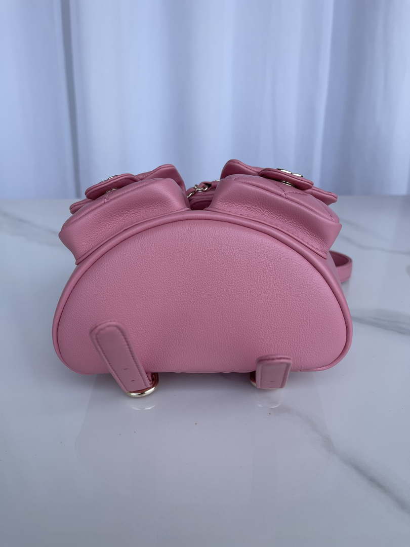 Chanel AS3860 Backpack Shiny Lambskin Gold Pink
