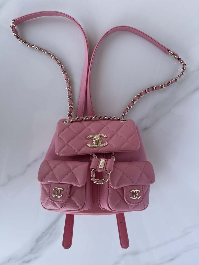 Chanel AS3860 Backpack Shiny Lambskin Gold Pink - Default Title - View 7