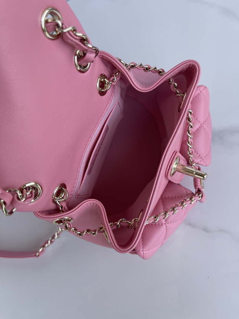 Chanel AS3860 Backpack Shiny Lambskin Gold Pink - Default Title - View 9