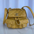 Chanel AS3860 Backpack Shiny Lambskin Gold Yellow - Default Title - View 1