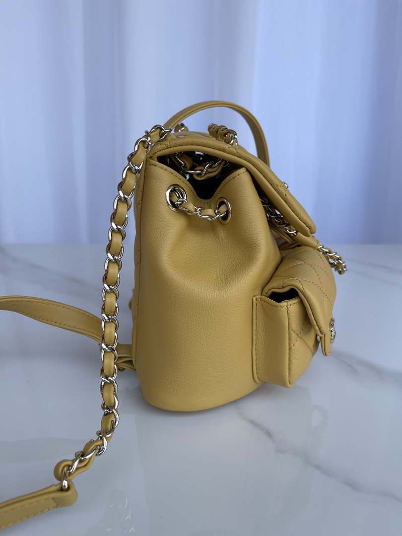 Chanel AS3860 Backpack Shiny Lambskin Gold Yellow - Default Title - View 2