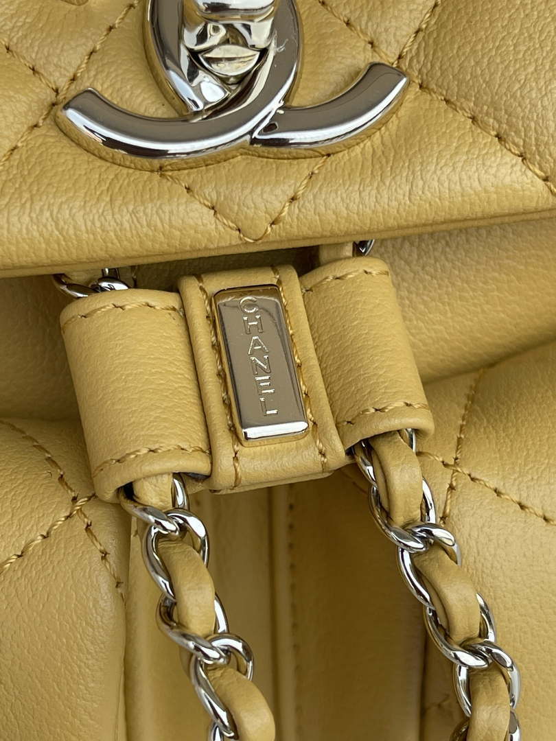 Chanel AS3860 Backpack Shiny Lambskin Gold Yellow