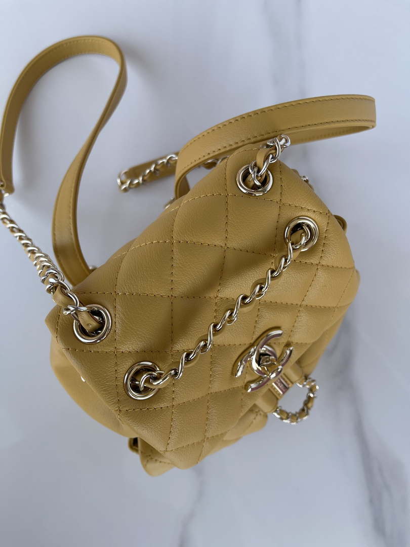 Chanel AS3860 Backpack Shiny Lambskin Gold Yellow - Default Title - View 6