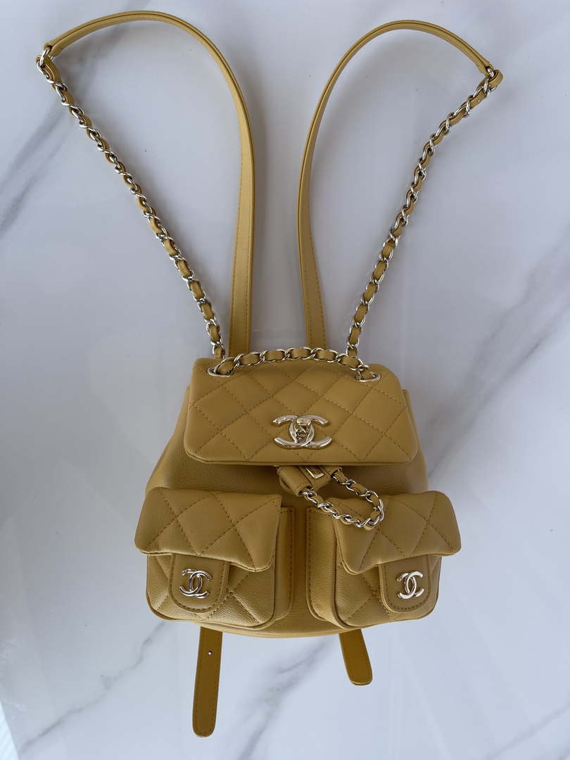 Chanel AS3860 Backpack Shiny Lambskin Gold Yellow - Default Title - View 7