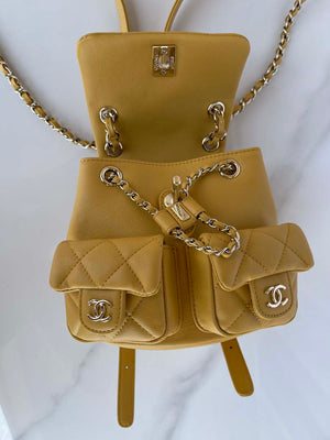 Chanel AS3860 Backpack Shiny Lambskin Gold Yellow - Default Title - View 8