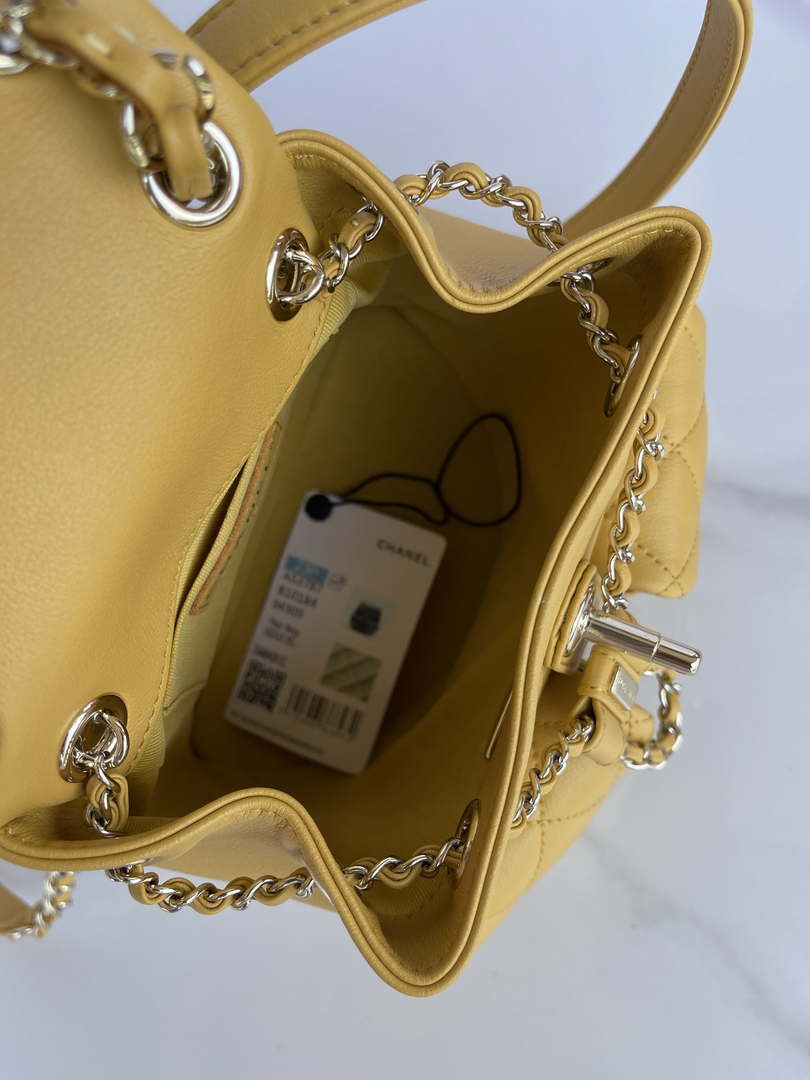 Chanel AS3860 Backpack Shiny Lambskin Gold Yellow - Default Title - View 9