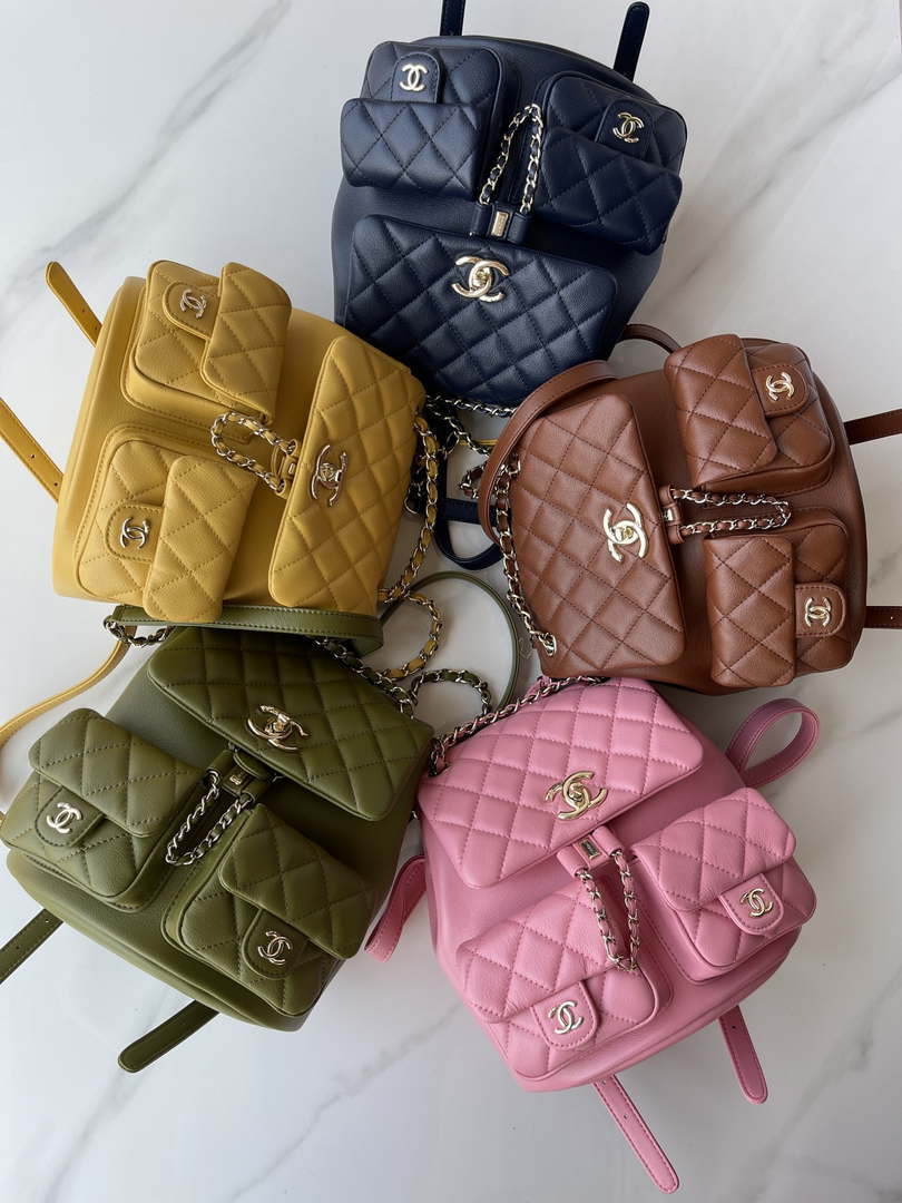 Chanel AS3860 Backpack Shiny Lambskin Gold Yellow