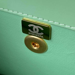 Chanel AS3886 Mini Flap Bag With Top Handle Shiny Calfskin Green Gold - Default Title - View 9
