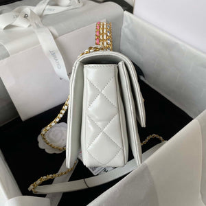Chanel AS3886 Mini Flap Bag With Top Handle Shiny Calfskin White Gold - Default Title - View 4