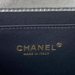 Chanel AS3886 Mini Flap Bag With Top Handle Shiny Silver Calfskin Gold - Default Title - View 8