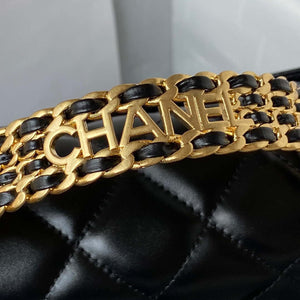 Chanel AS3908 CC Small Flap Bag With Top Handle Shiny Calfskin Black Gold - Default Title - View 4