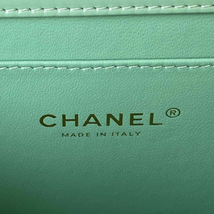Chanel AS3908 CC Small Flap Bag With Top Handle Shiny Calfskin Green Gold - Default Title - View 8