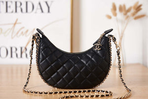 Chanel AS3917 Clutch With Chain Lambskin & Shiny Light Gold Metal Black - Default Title - View 1
