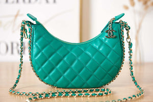 Chanel AS3917 Clutch With Chain Lambskin & Shiny Light Gold Metal Green - Default Title - View 2