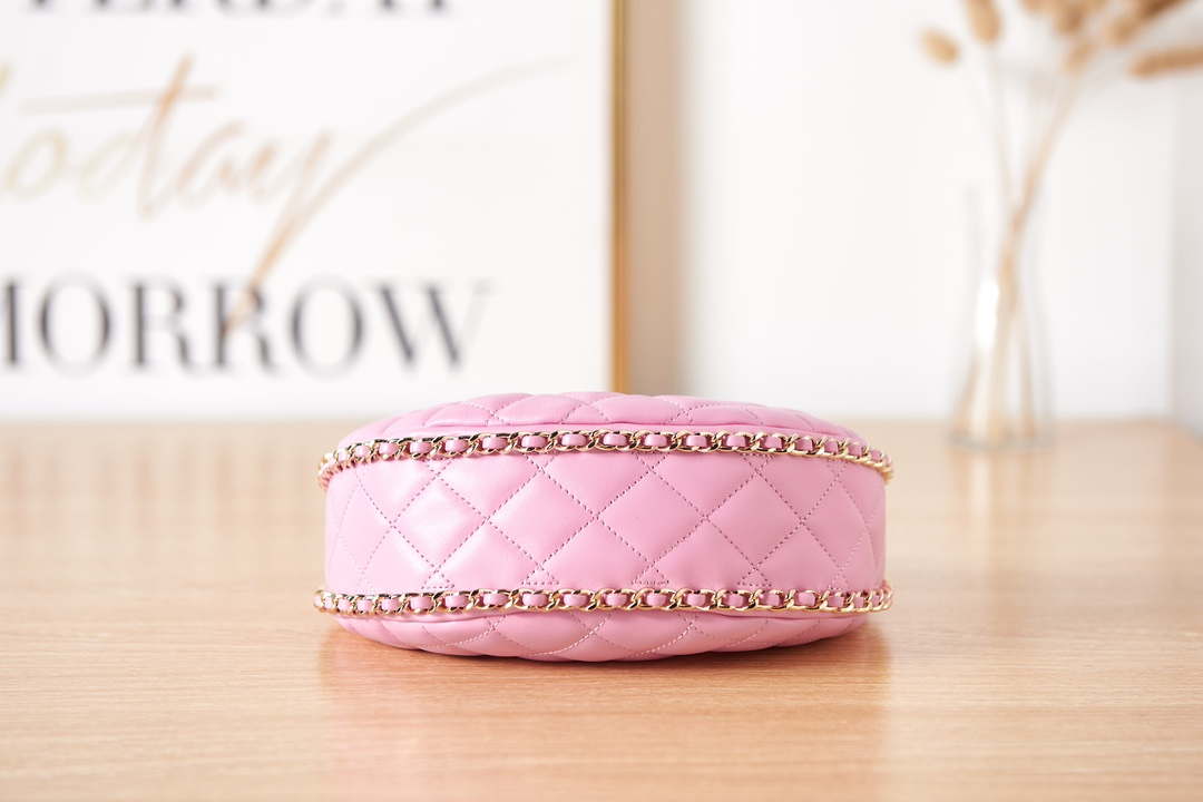 Chanel AS3917 Clutch With Chain Lambskin & Shiny Light Gold Metal Pink - Default Title - View 5