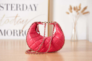 Chanel AS3917 Clutch With Chain Lambskin & Shiny Light Gold Metal Red - Default Title - View 3